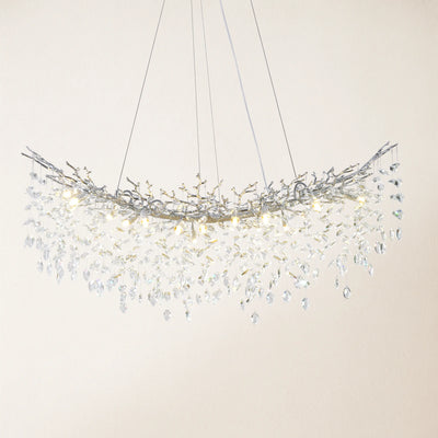 Frostleaf Crystal Cascade Tree Branch Linear Chandelier 55"W