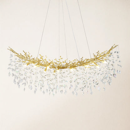 Frostleaf Crystal Cascade Tree Branch Linear Chandelier 55"