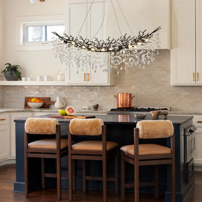 Frostleaf Crystal Cascade Tree Branch Linear Chandelier 55"