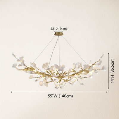 Twilight Branches Ceramic Glow Rectangular Chandelier 55"
