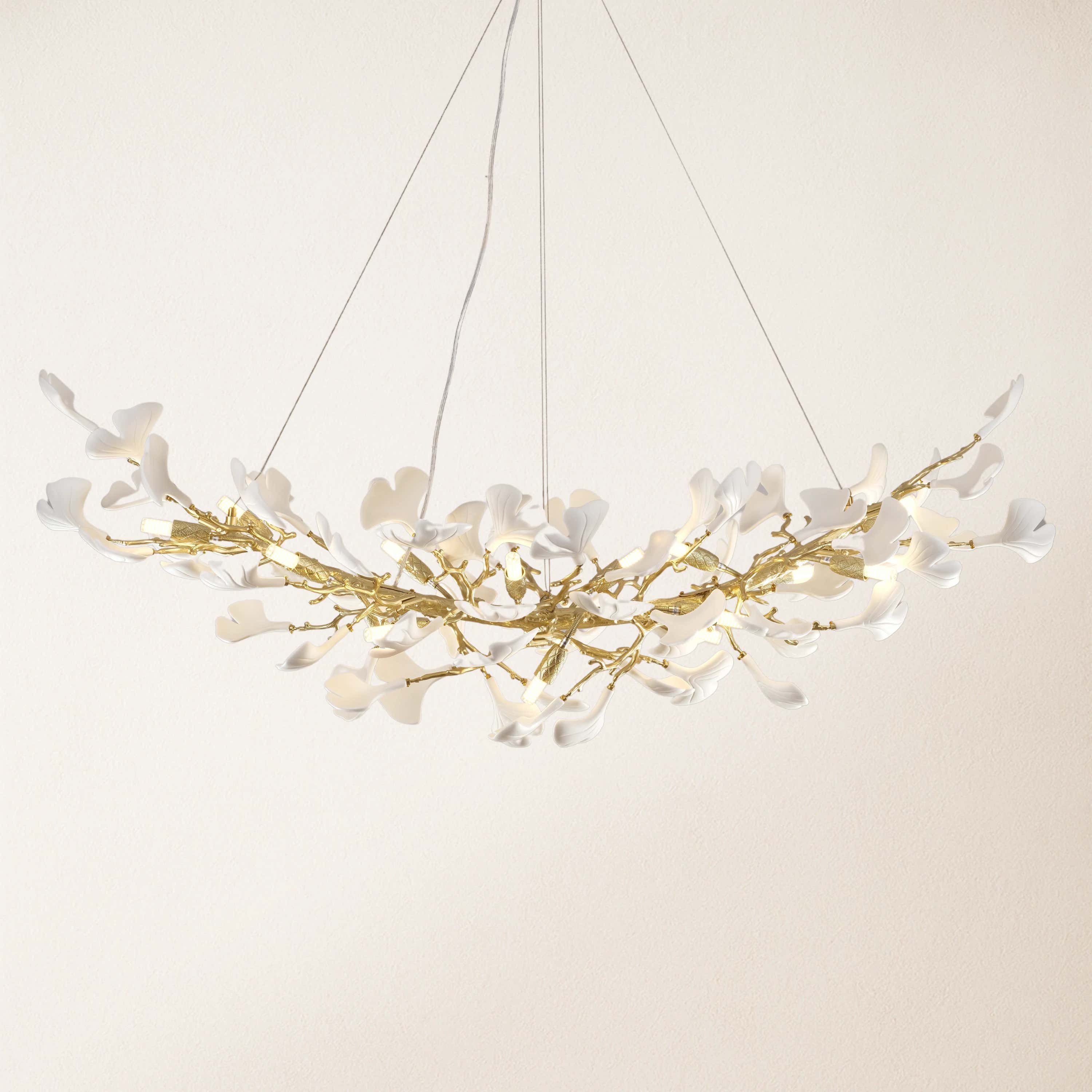 Twilight Branches Ceramic Glow Rectangular Chandelier 55"