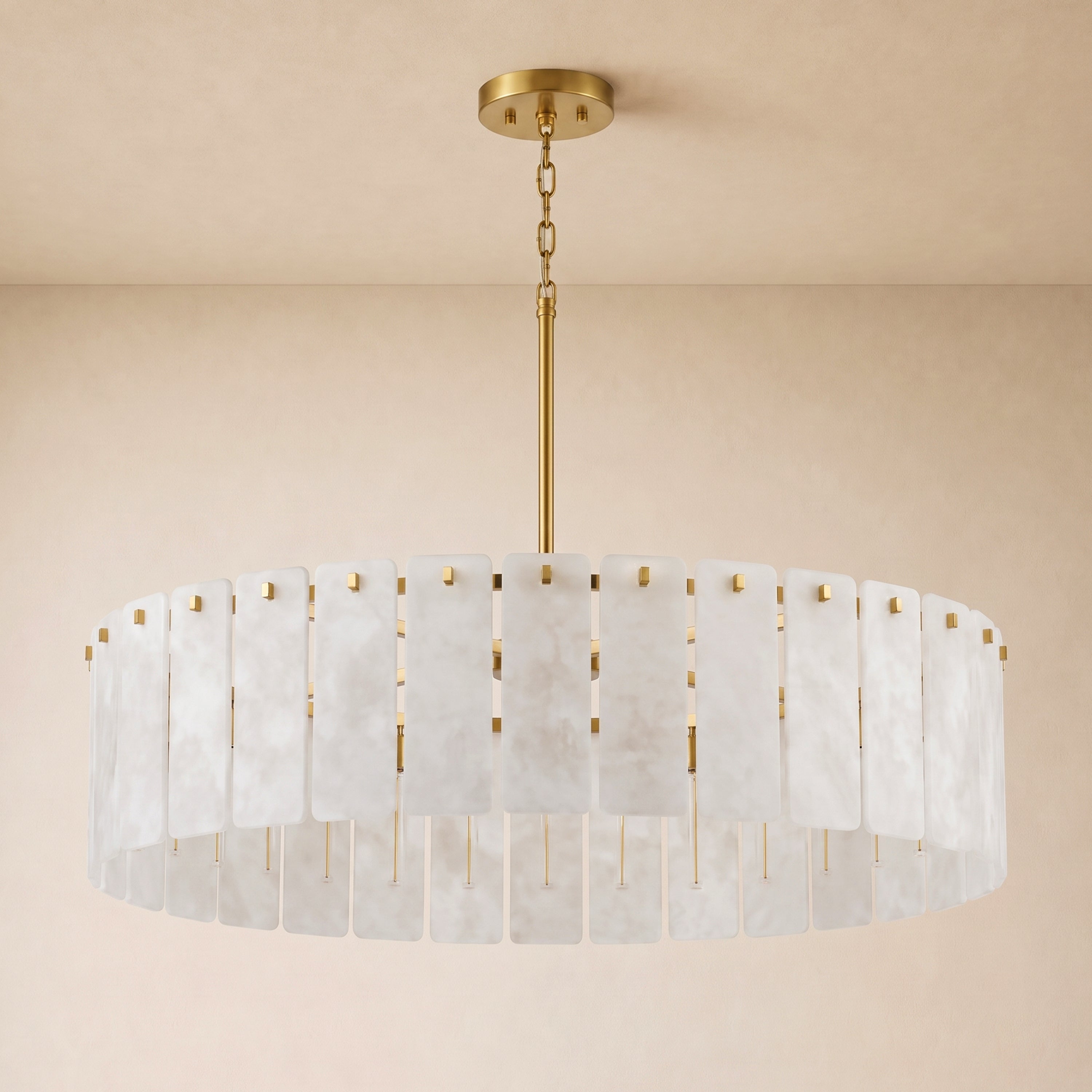 Lunara Alabaster Round Customize Chandelier 48"D 59"D