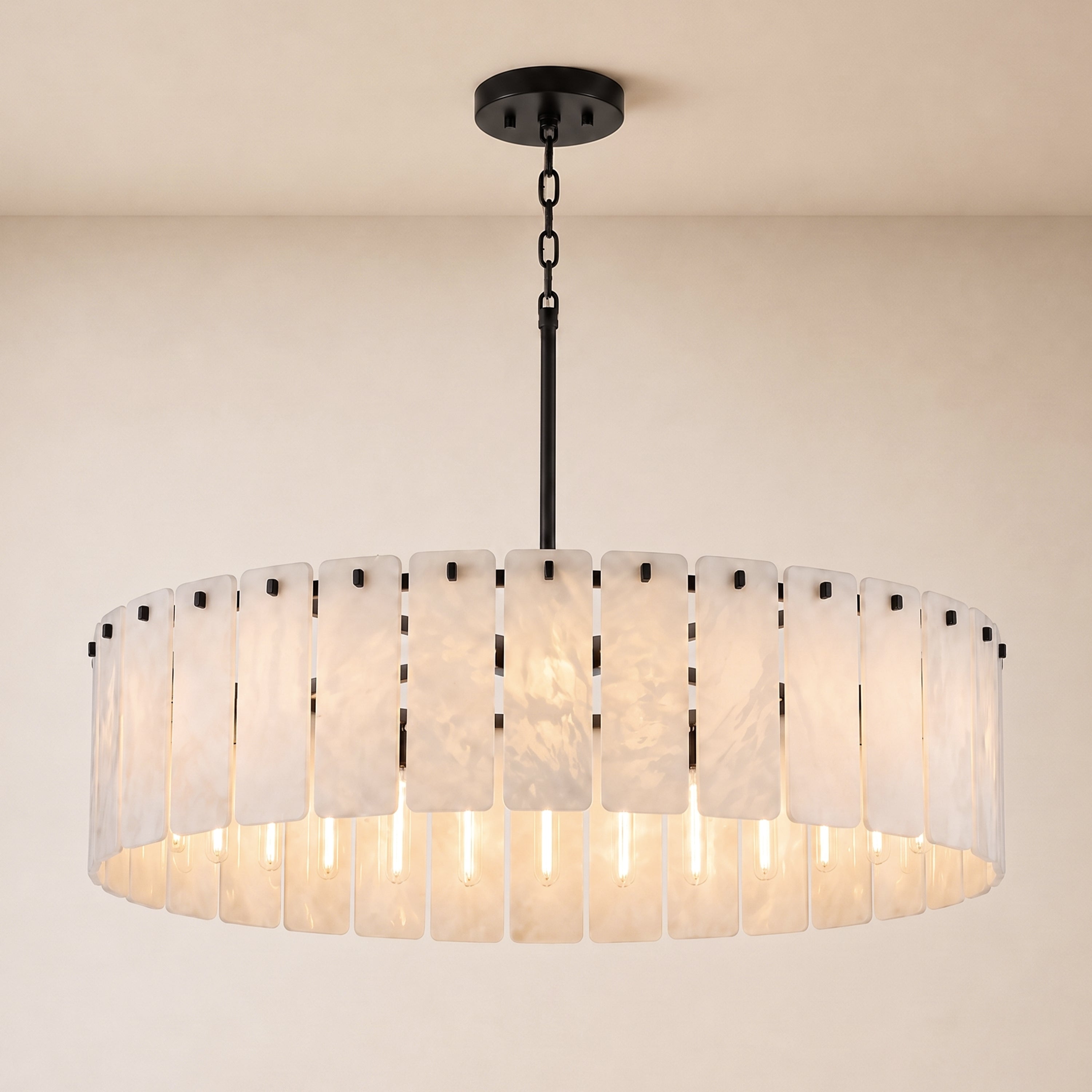 Lunara Alabaster Round Customize Chandelier 48"D 59"D