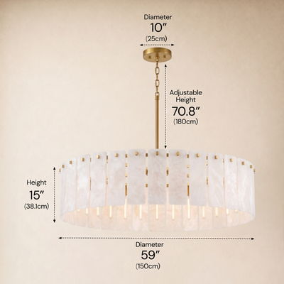 Lunara Alabaster Round Customize Chandelier 48"D 59"D