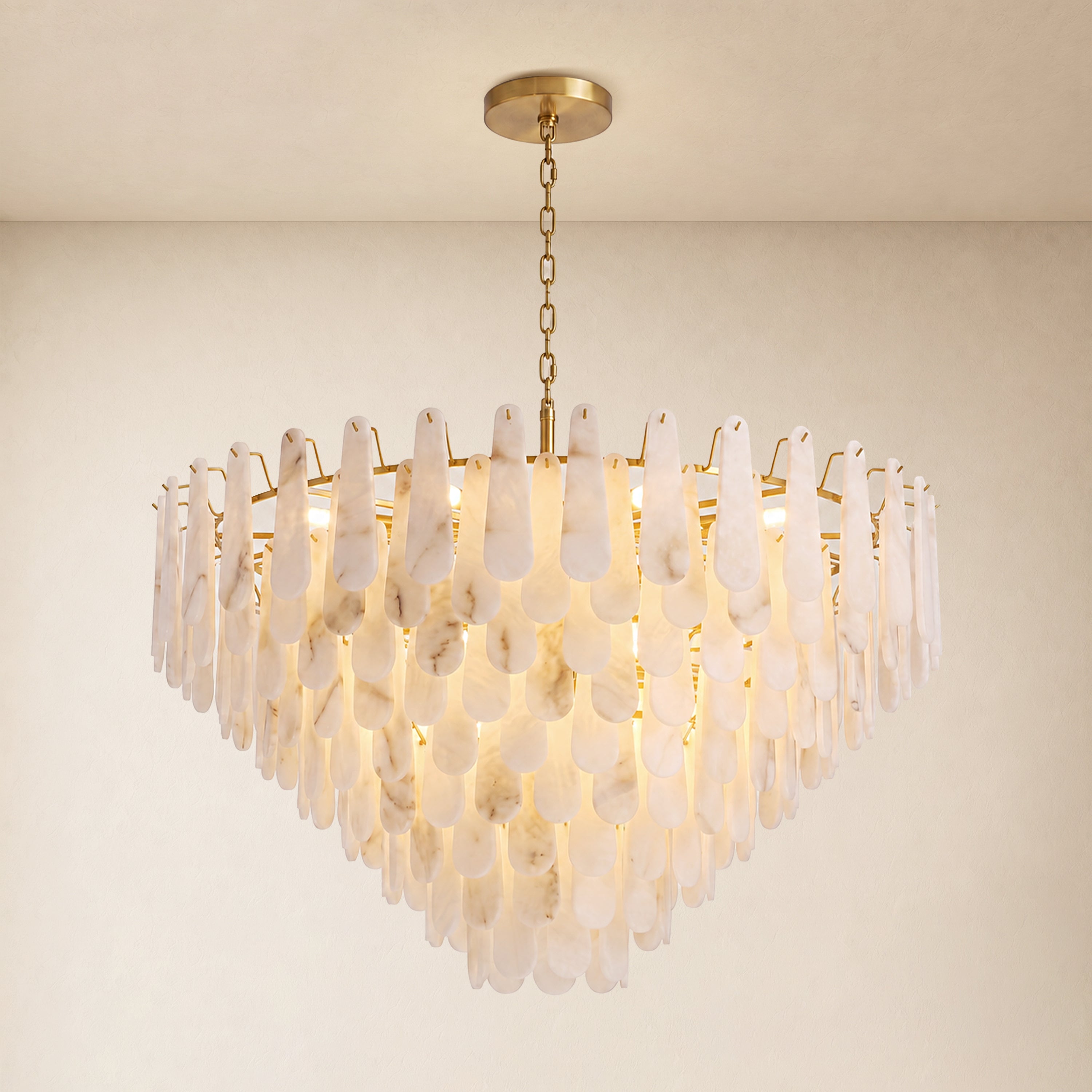 Caldera Alabaster Custom Round Chandelier 48"D 58"D