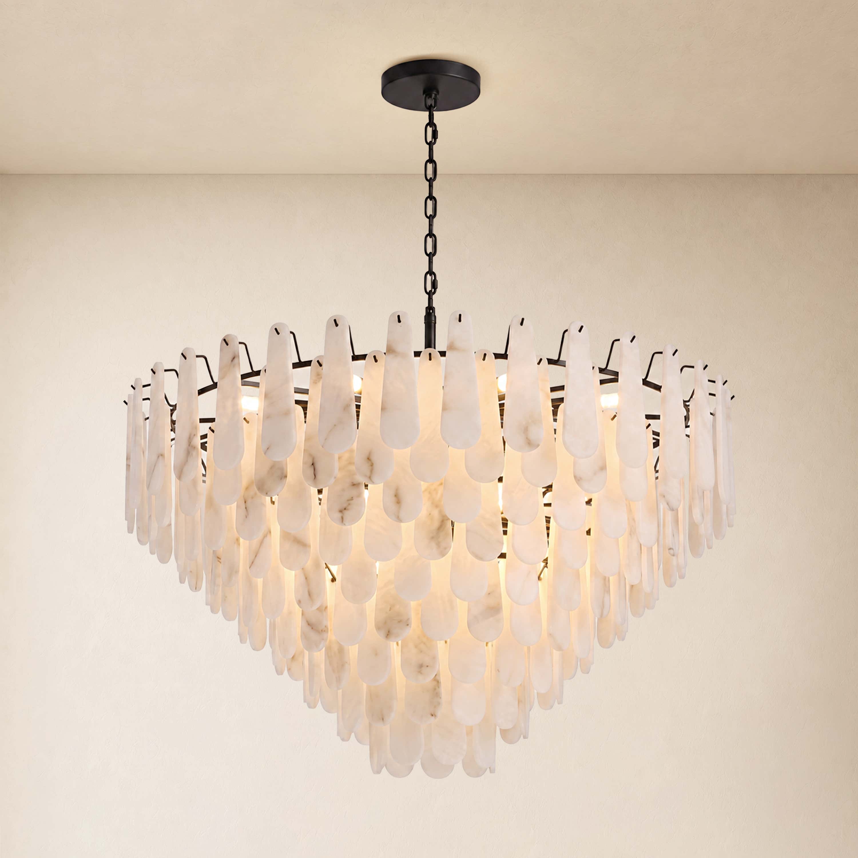 Caldera Alabaster Custom Round Chandelier 48"D 58"D