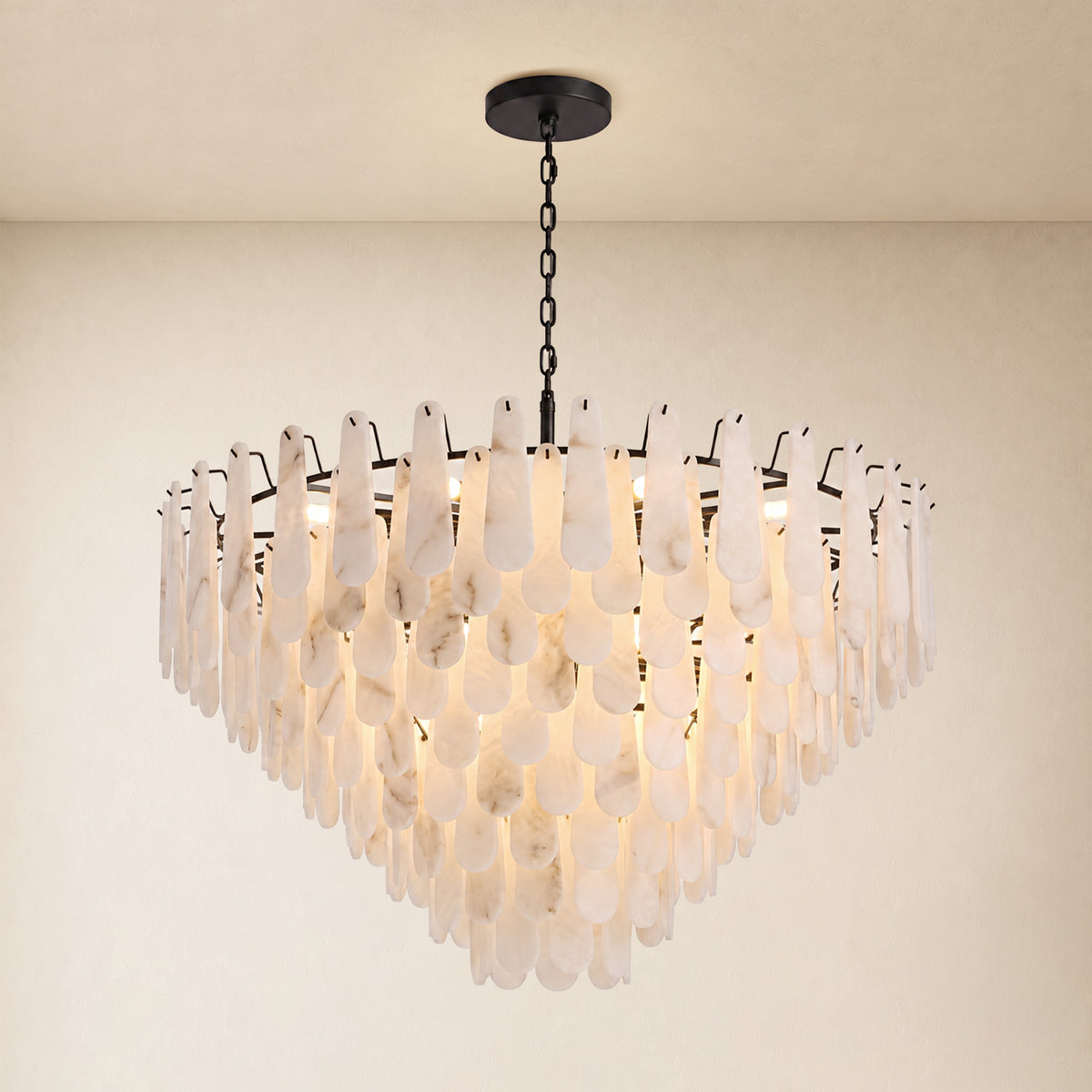 Caldera Alabaster Custom Round Chandelier 48"D 58"D