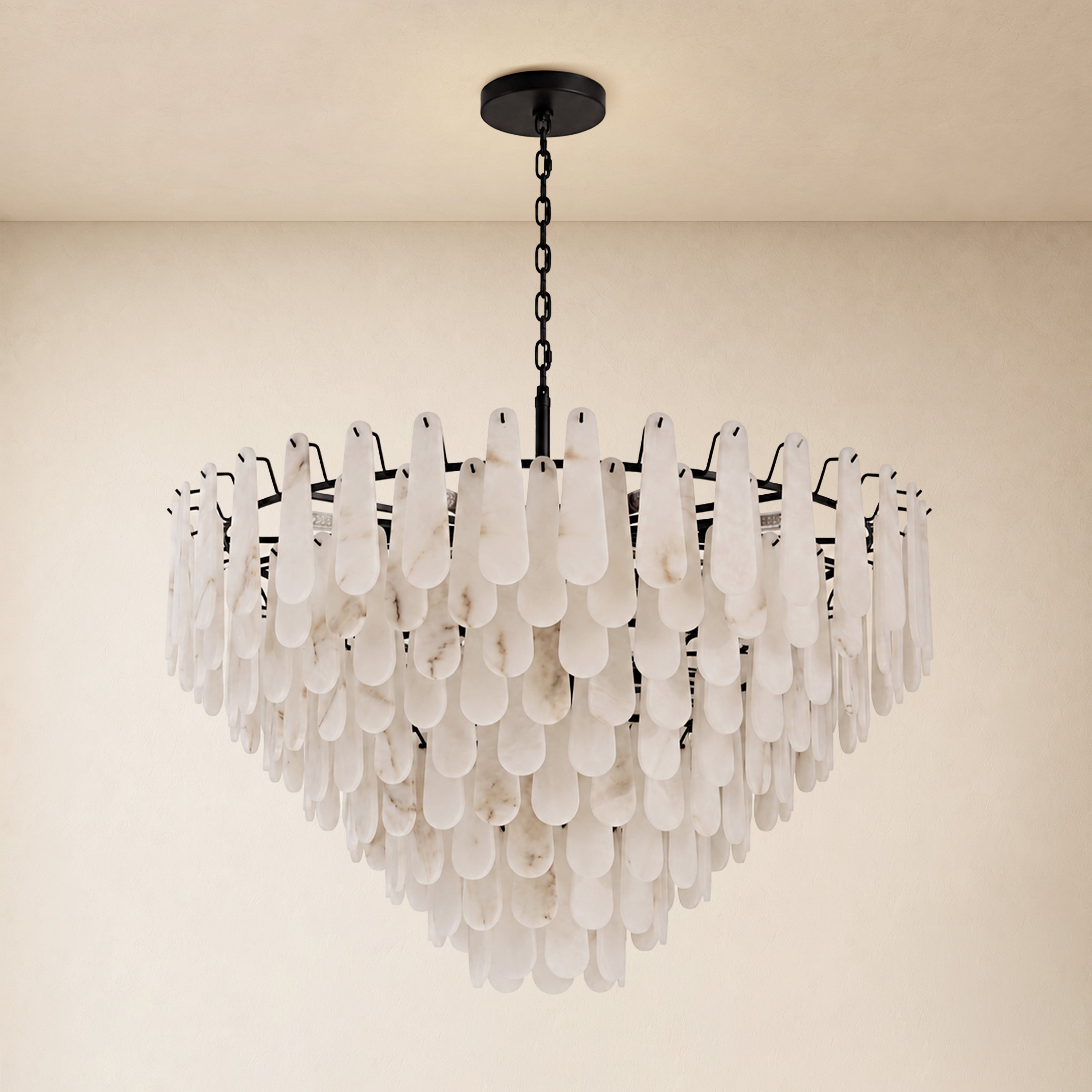 Caldera Alabaster Custom Round Chandelier 48"D 58"D