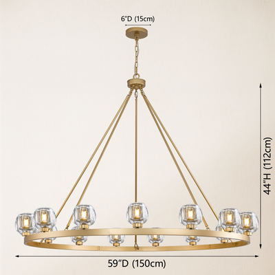 Vellum Crystal Round Chandelier 59"D