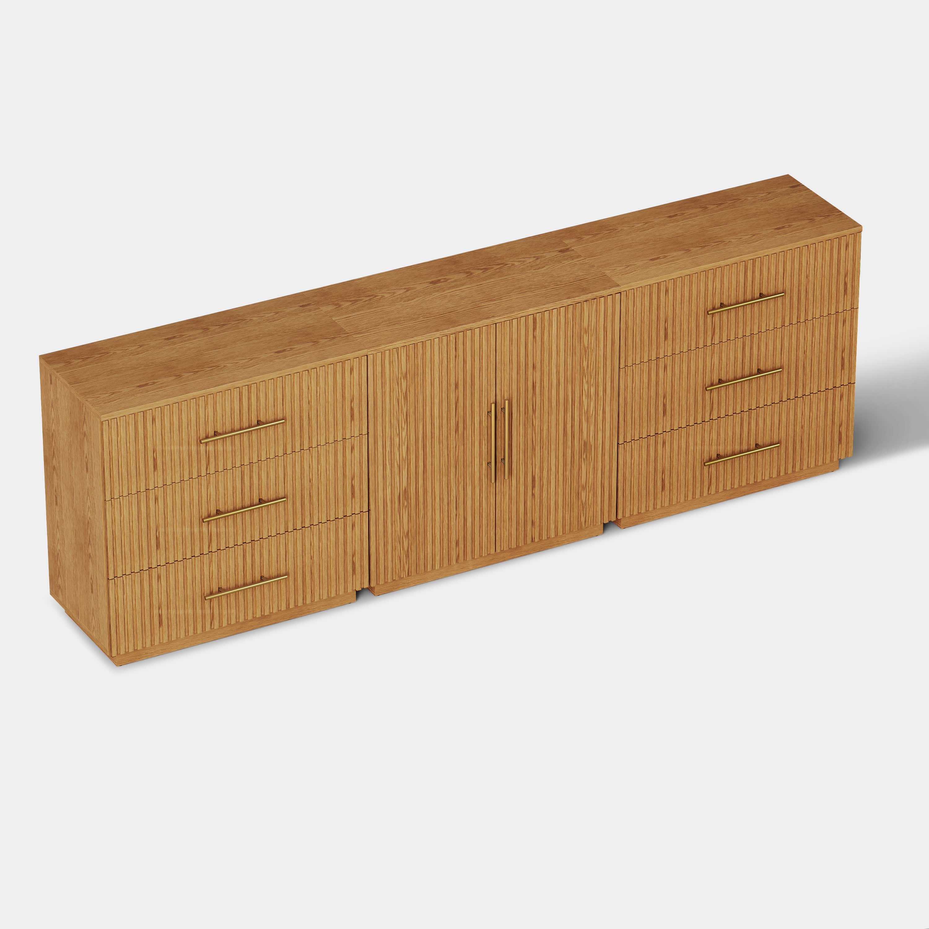 Holt Oak Modular Media Console (Set of 3)