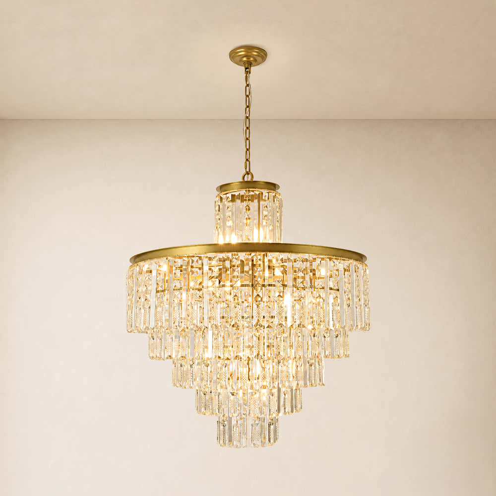 Lucentra Crystal Tiered Round Pendant 32"D#Finish_Gold