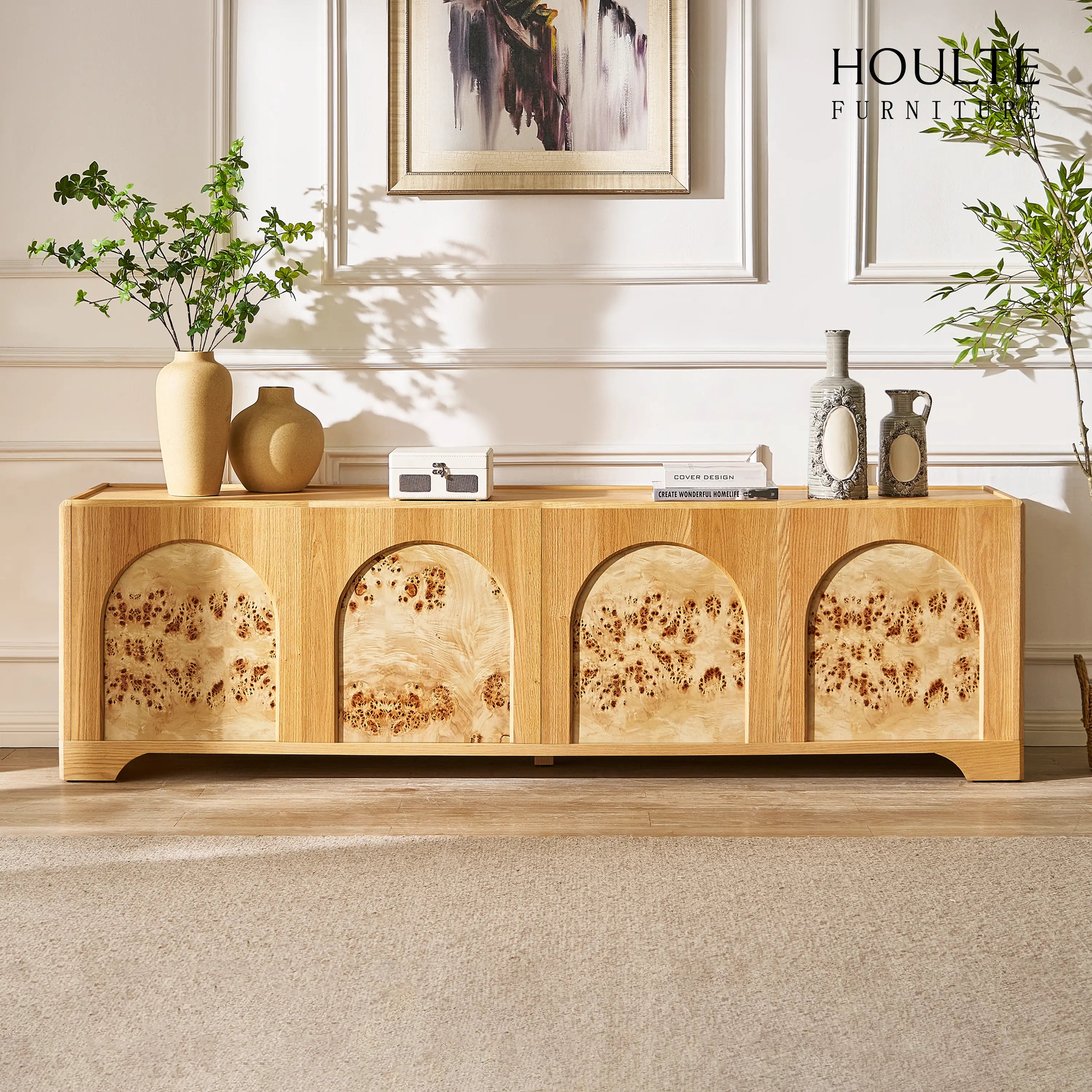 Aurora Oak Coffee Table and Media Console Set
