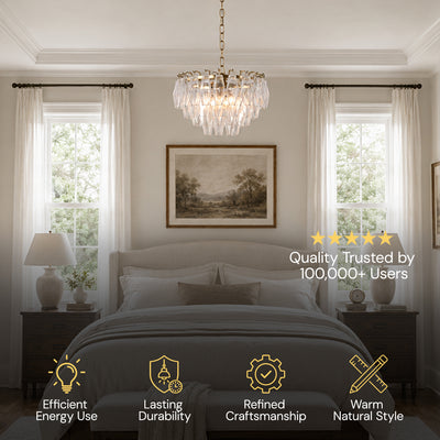 Celestial Drop Glass Round Chandelier 11.8"D
