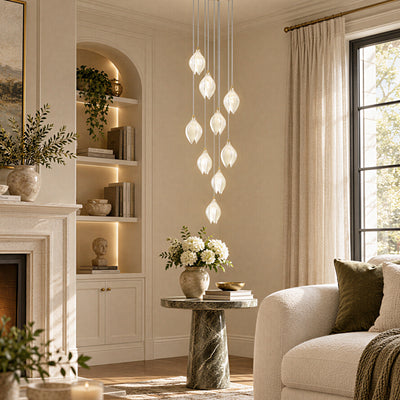 Veylune Ceramic Flower Cluster Chandelier 8"-48"D