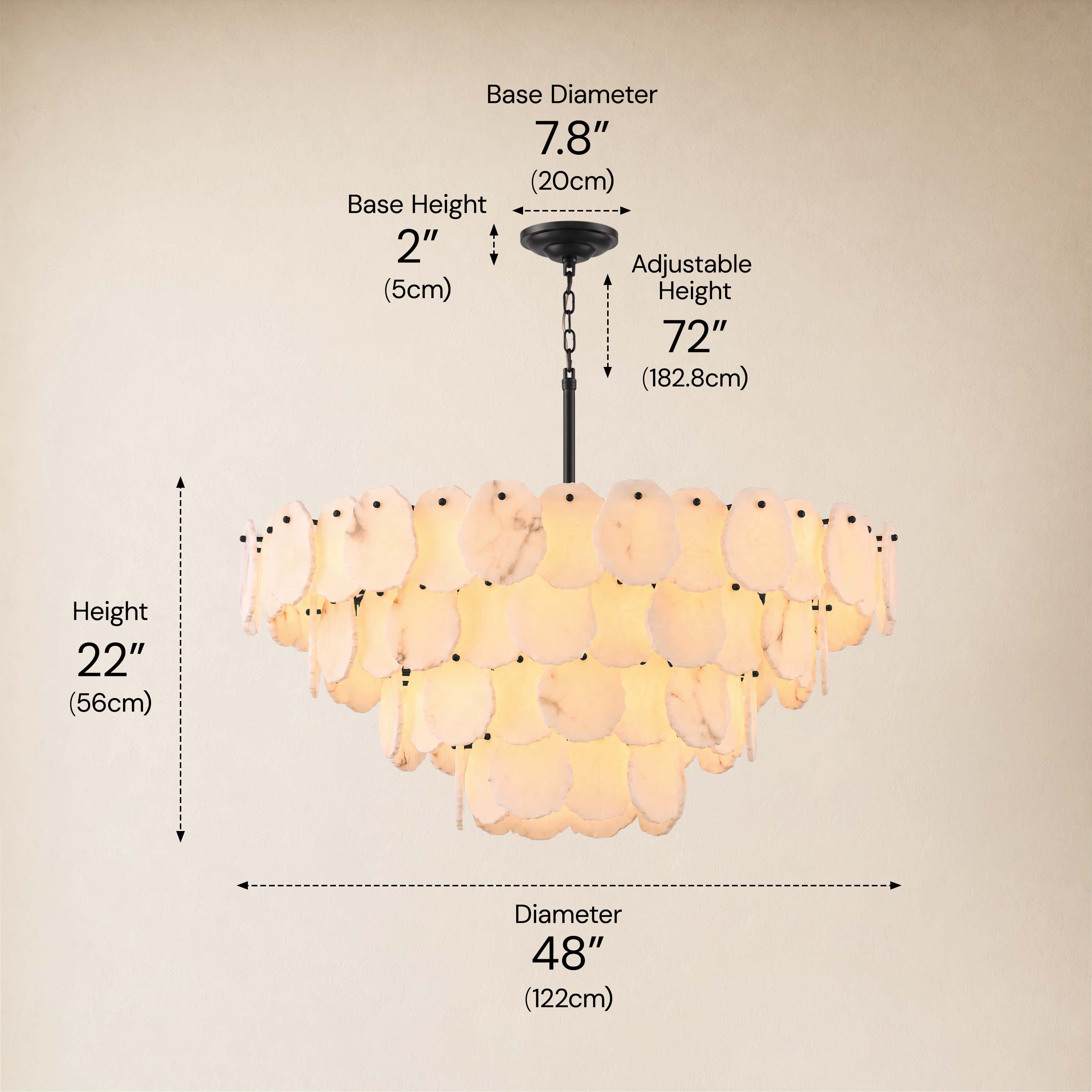 Moira Alabaster Multi-Tier Round Chandelier 48"D dimensions 2