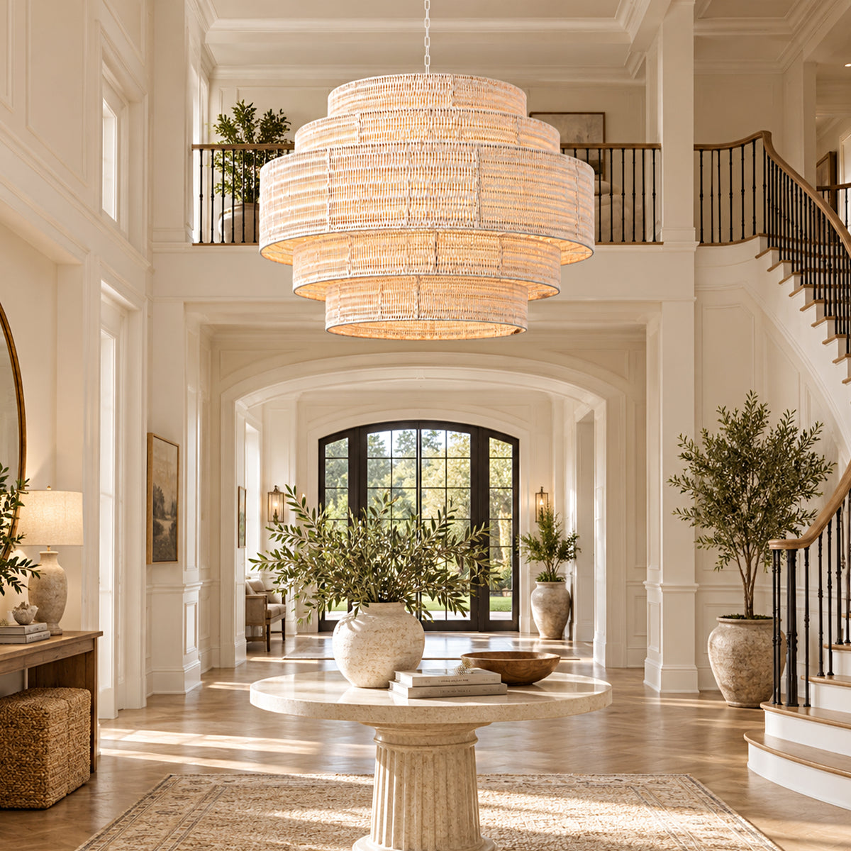 Cavana Rattan Tiered Round Chandelier 48"D