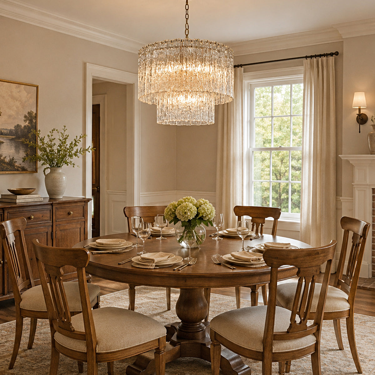 Aurellise Textured Glass Tiered Round Chandelier 48"D