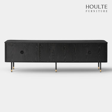 Ewan Oak Media Console and Cabinet Set