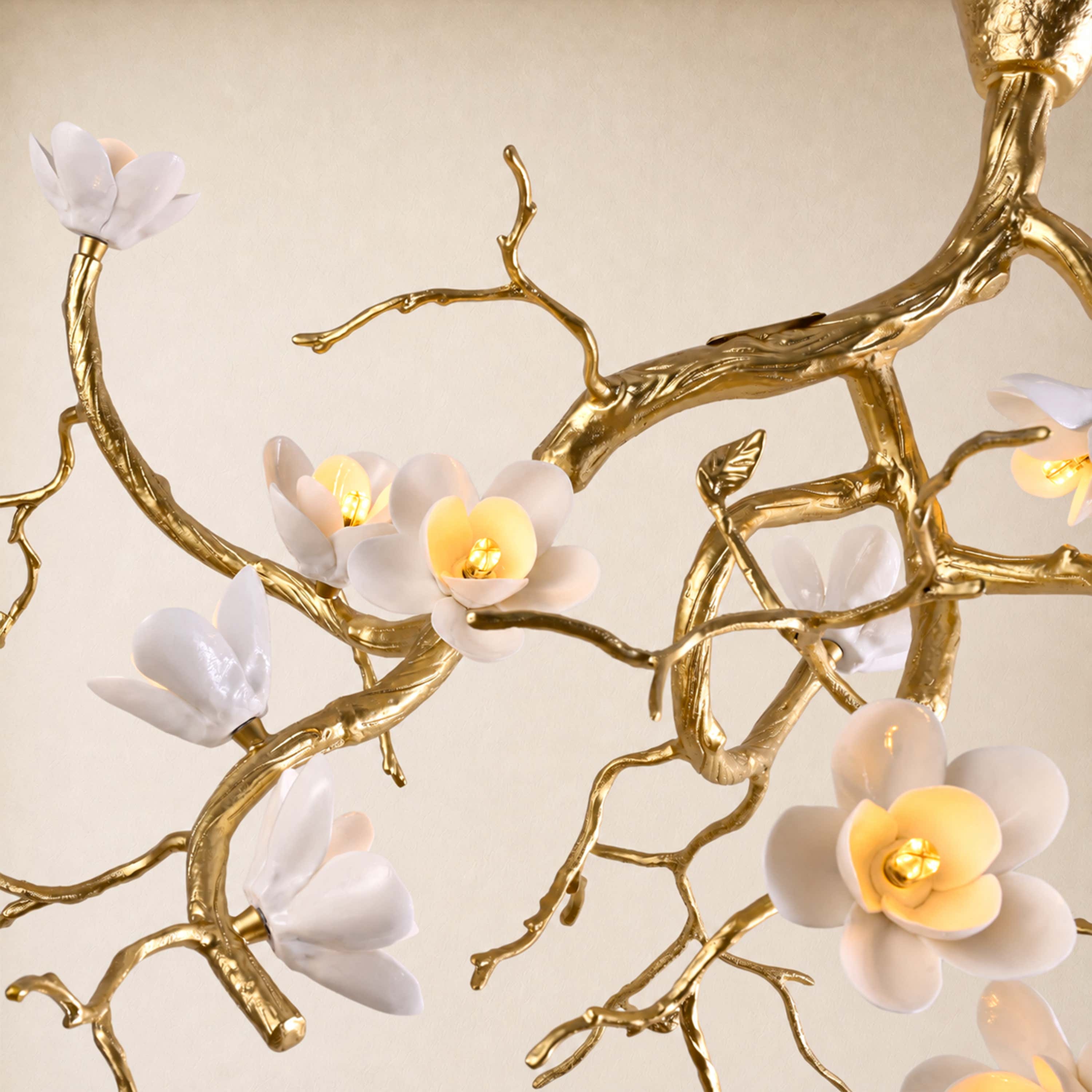 Floravine Ceramic Floral Branch Chandelier 47.2"W