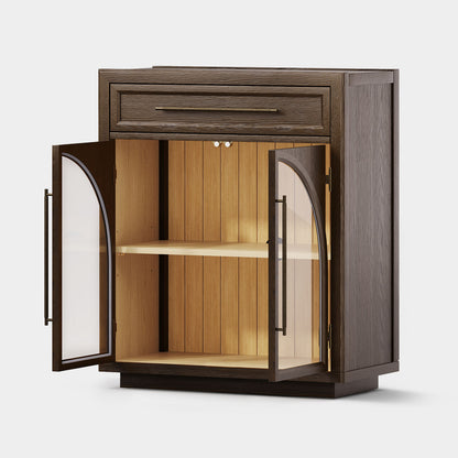 Alvar Arched 94.5" Oak Sideboard with Drawers(Set of 3)