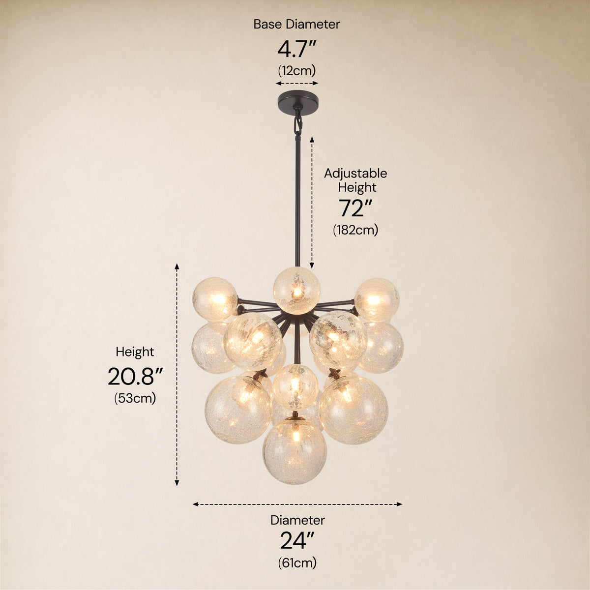 Elowen Glass Globe Cluster Chandelier 24"D