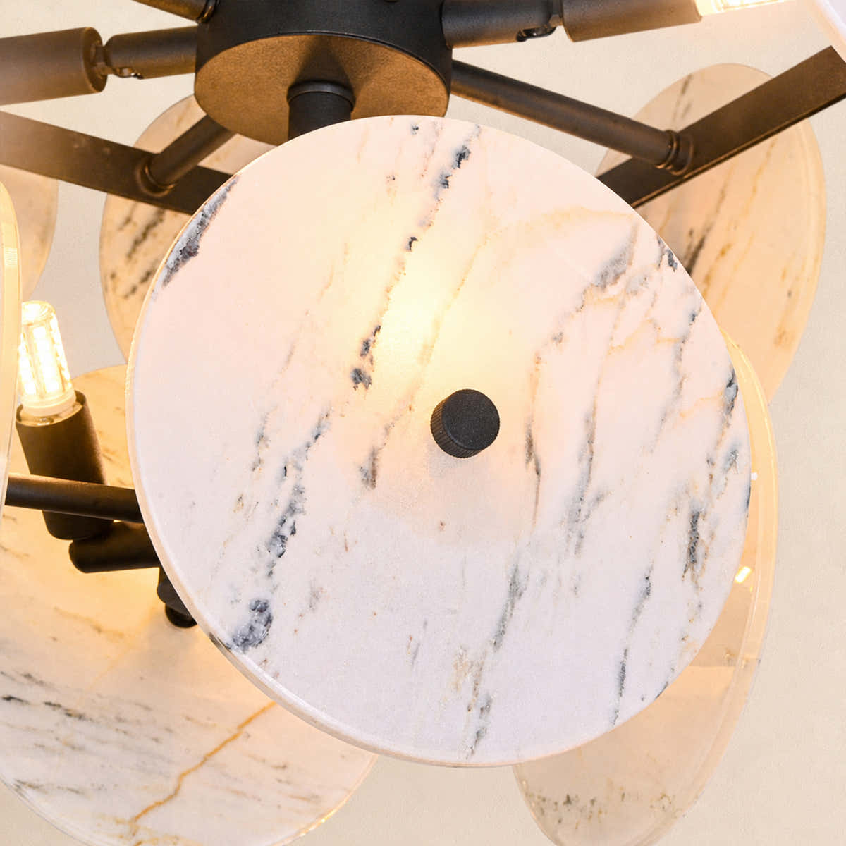 Modern marble chandelier with natural stone texture
