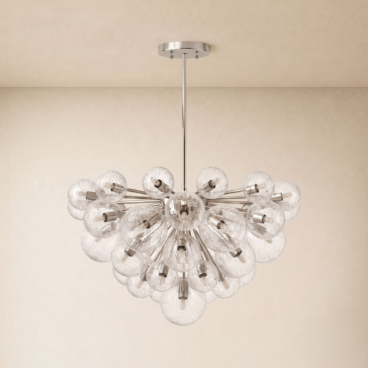 Elowen Crackled Glass Cluster Round Chandelier 24" 35"D