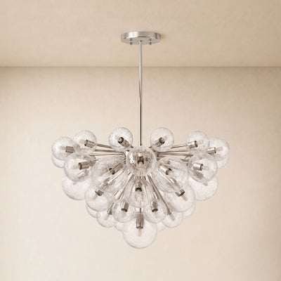 Elowen Crackled Glass Cluster Round Chandelier 24" 35"D