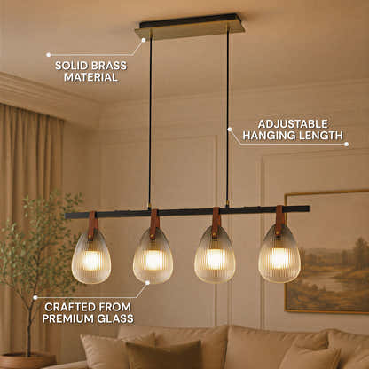 Veyra Shell Glass Leather Linear Chandelier 37"D