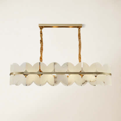 Cloudscape Alabaster Single-Tier Brass Chandelier 39″W