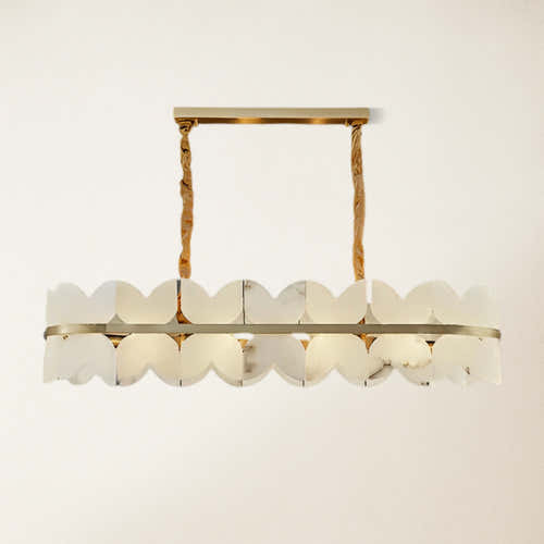 Cloudscape Alabaster Single-Tier Brass Chandelier 39″W