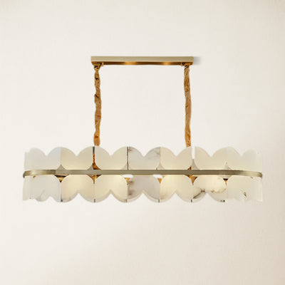 Cloudscape Alabaster Single-Tier Brass Chandelier 39″W