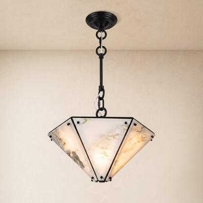 Pietra White Marble Hexagonal Lantern Pendant 15.7"D