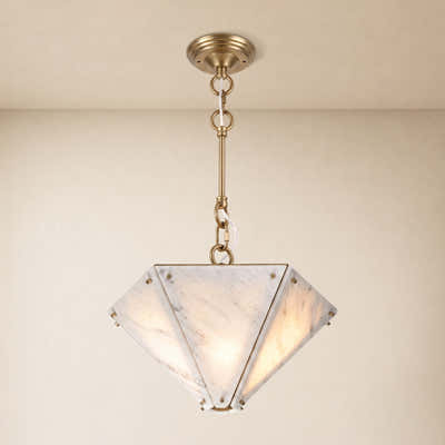 Pietra White Marble Hexagonal Lantern Pendant 15.7"D