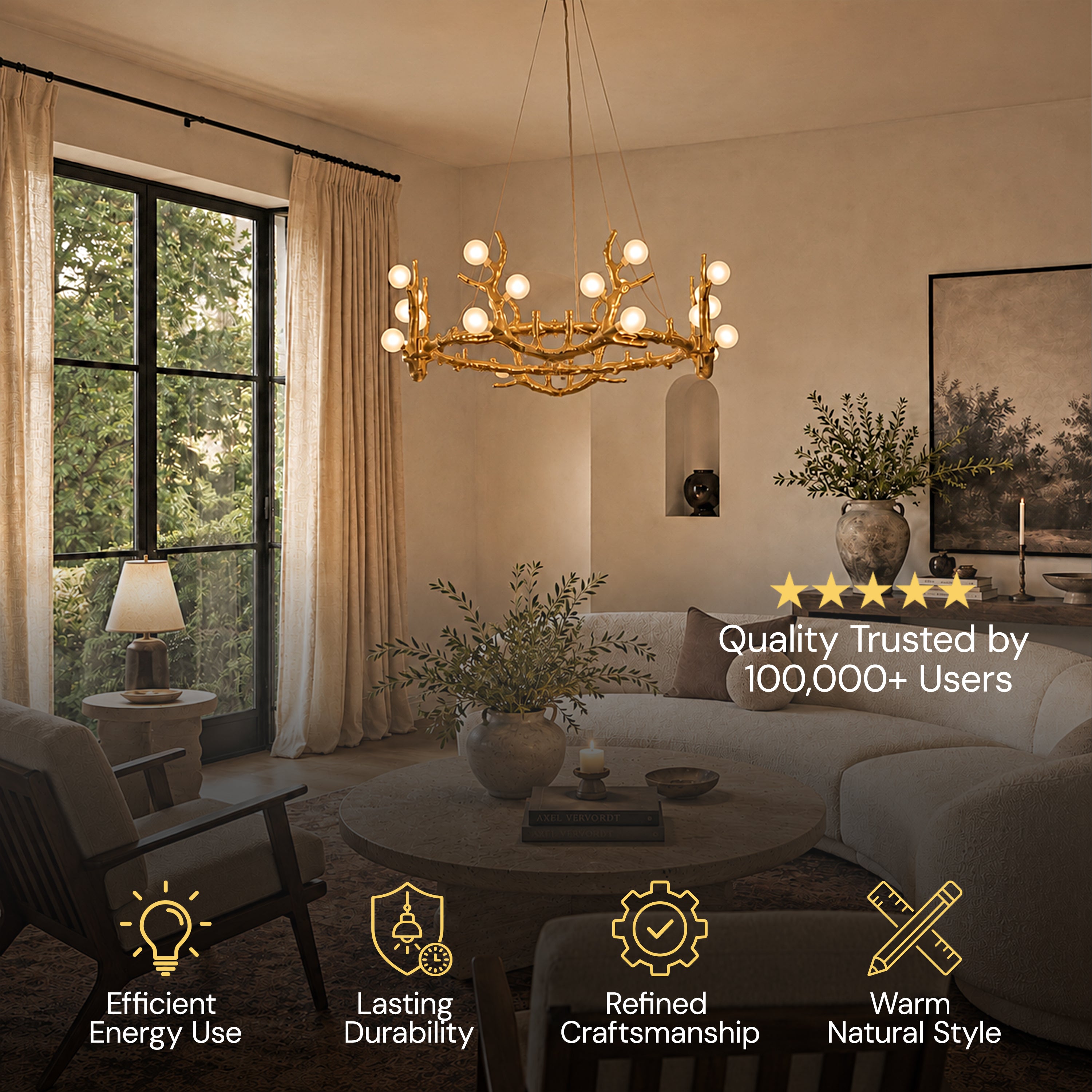 Cervia Antler Branch Chandelier 30"D