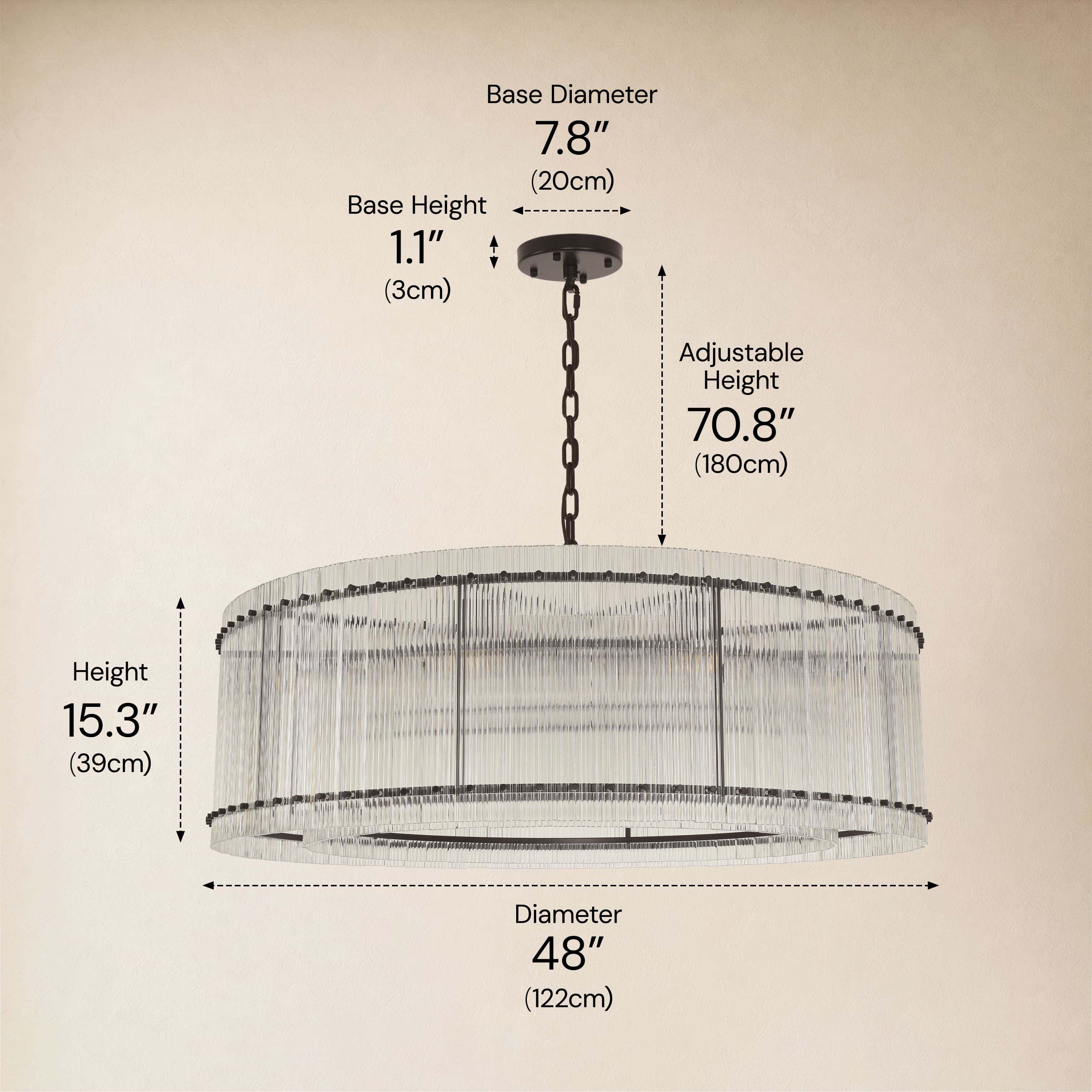 Solvayne Ribbed Glass Round Chandelier 48"D