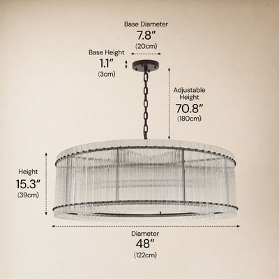 Solvayne Ribbed Glass Round Chandelier 48"D