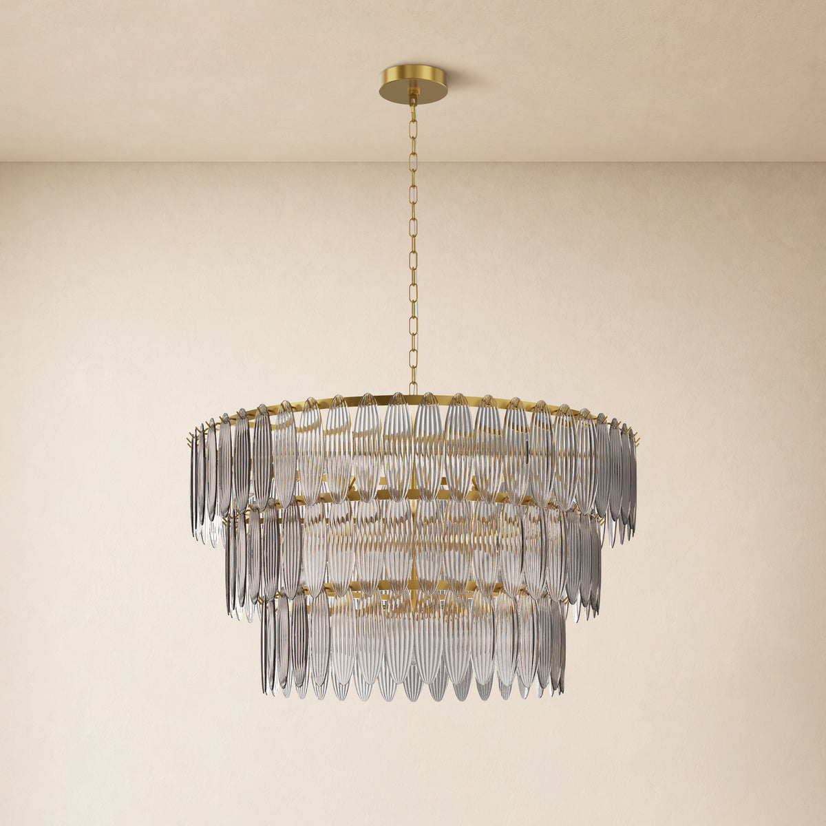 Ardelyne Glass Three-Tier Round Chandelier 26-38"D 
