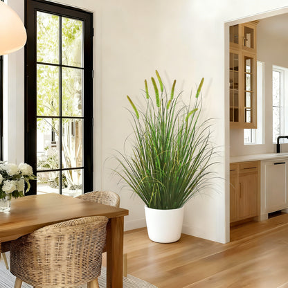 Artificial 8-Head Long Cat Tail with Curved Onion Grass Bonsai 55"H