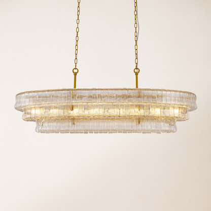 Ondalia Tiered Glass Oval Chandelier 54"W