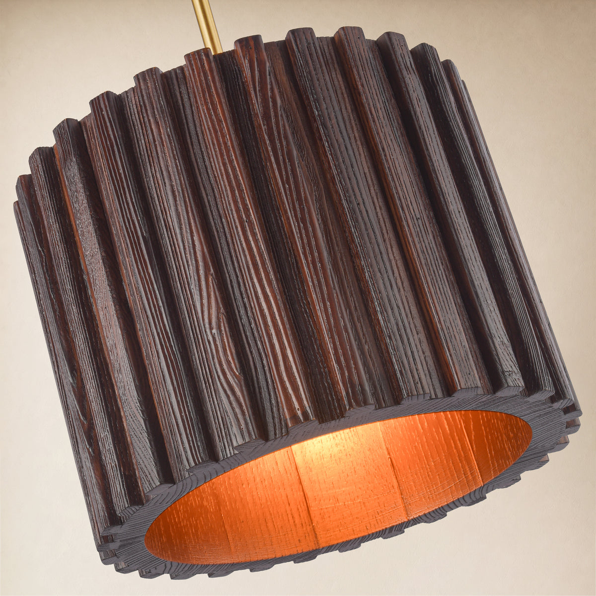 Virelune Wood Fluted Round Ceiling Light 11.8"D 