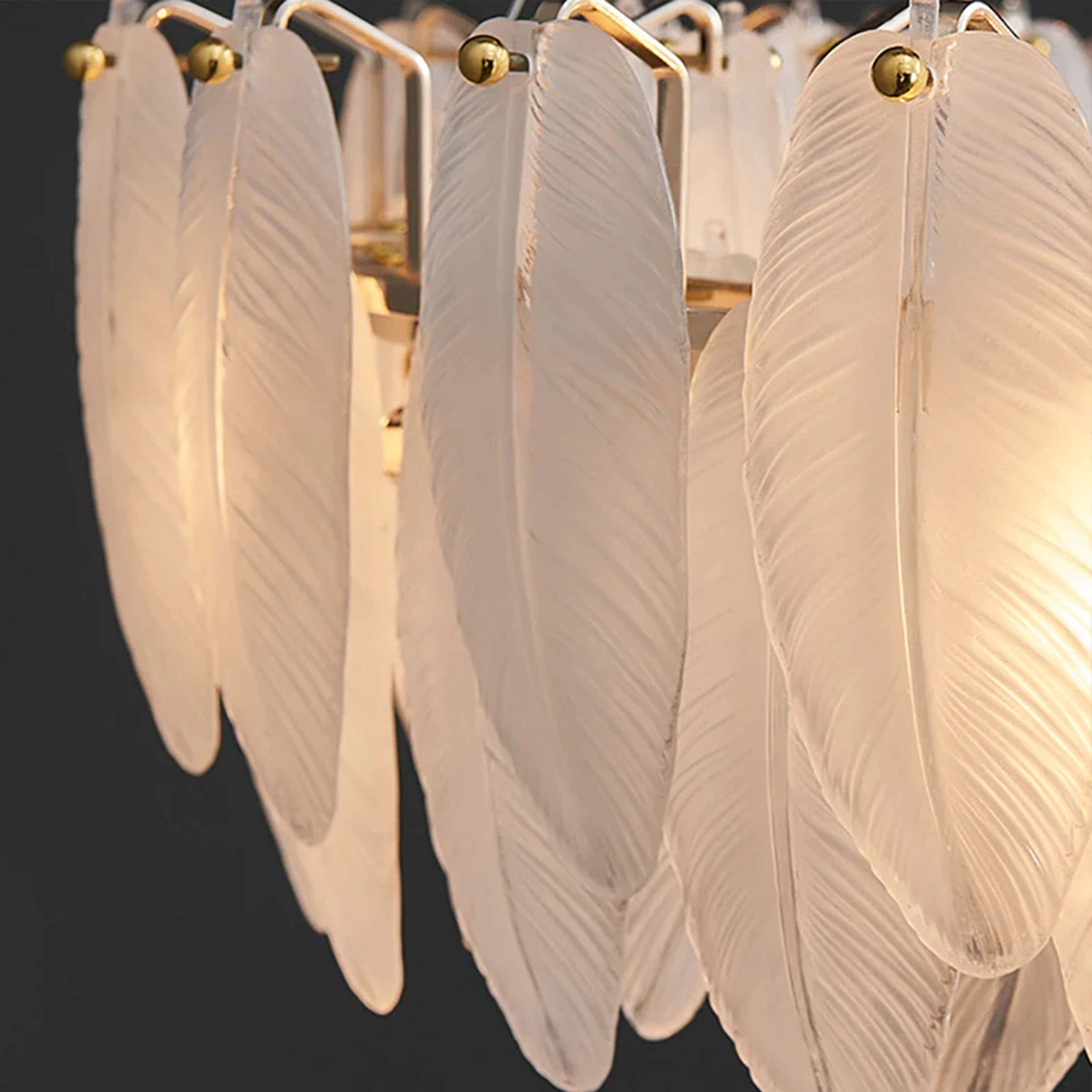 Avelis Glass Feather Linear Chandelier 32"W