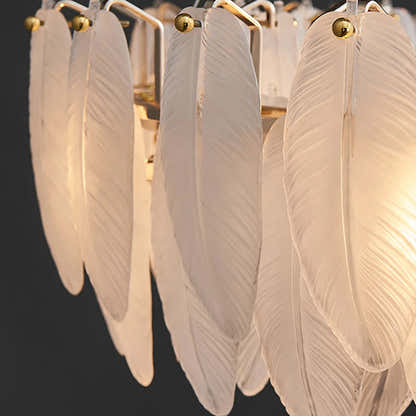 Avelis Glass Feather Linear Chandelier 32"W