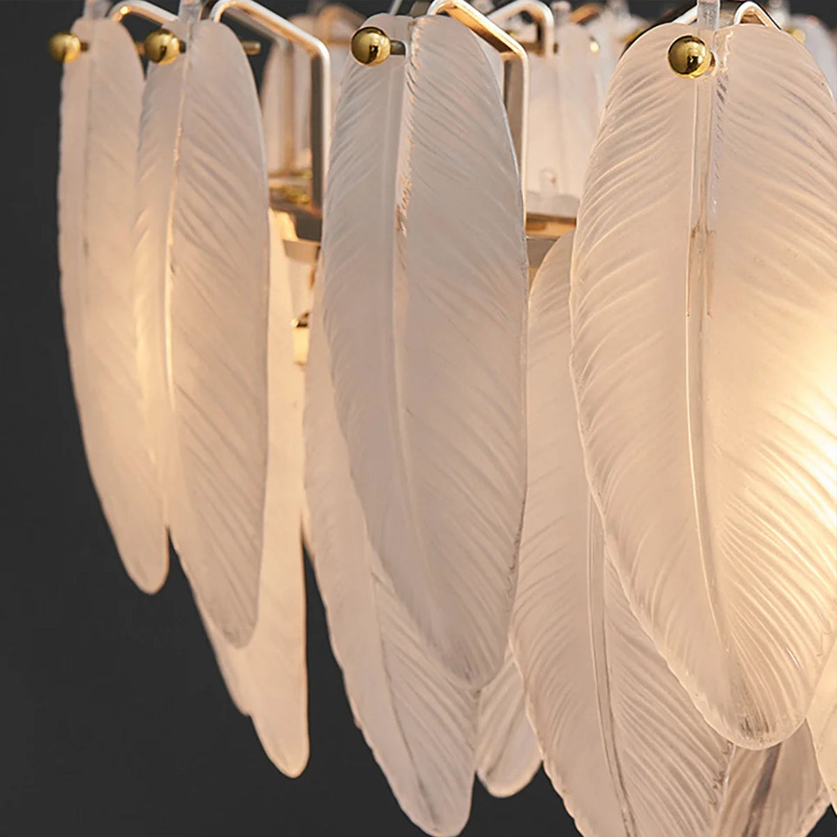 Avelis Glass Feather Linear Chandelier 40"W