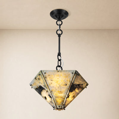 Pietra Green Marble Hexagonal Lantern Pendant 15.7"D