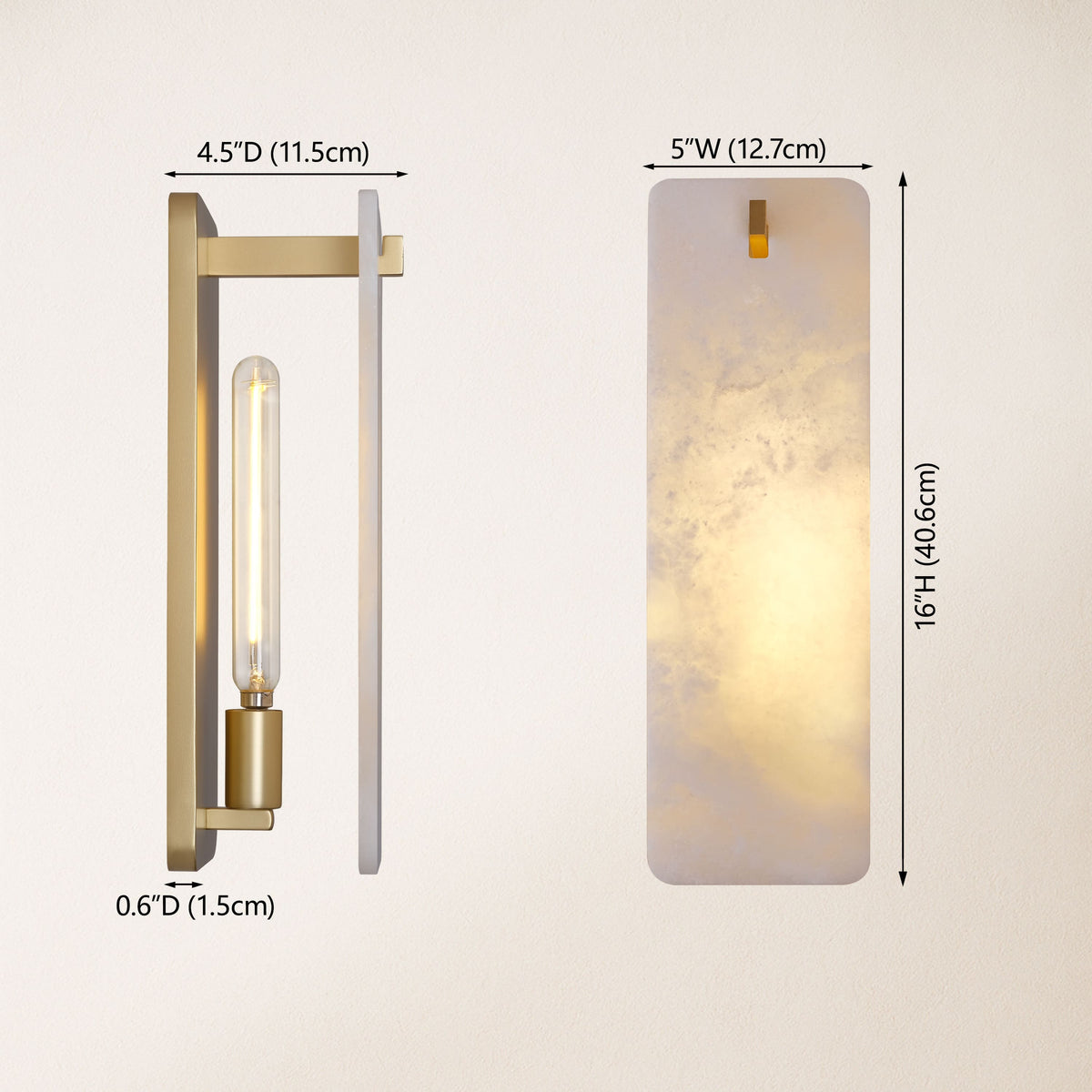 Lunara Alabaster Wall Sconce 16"H