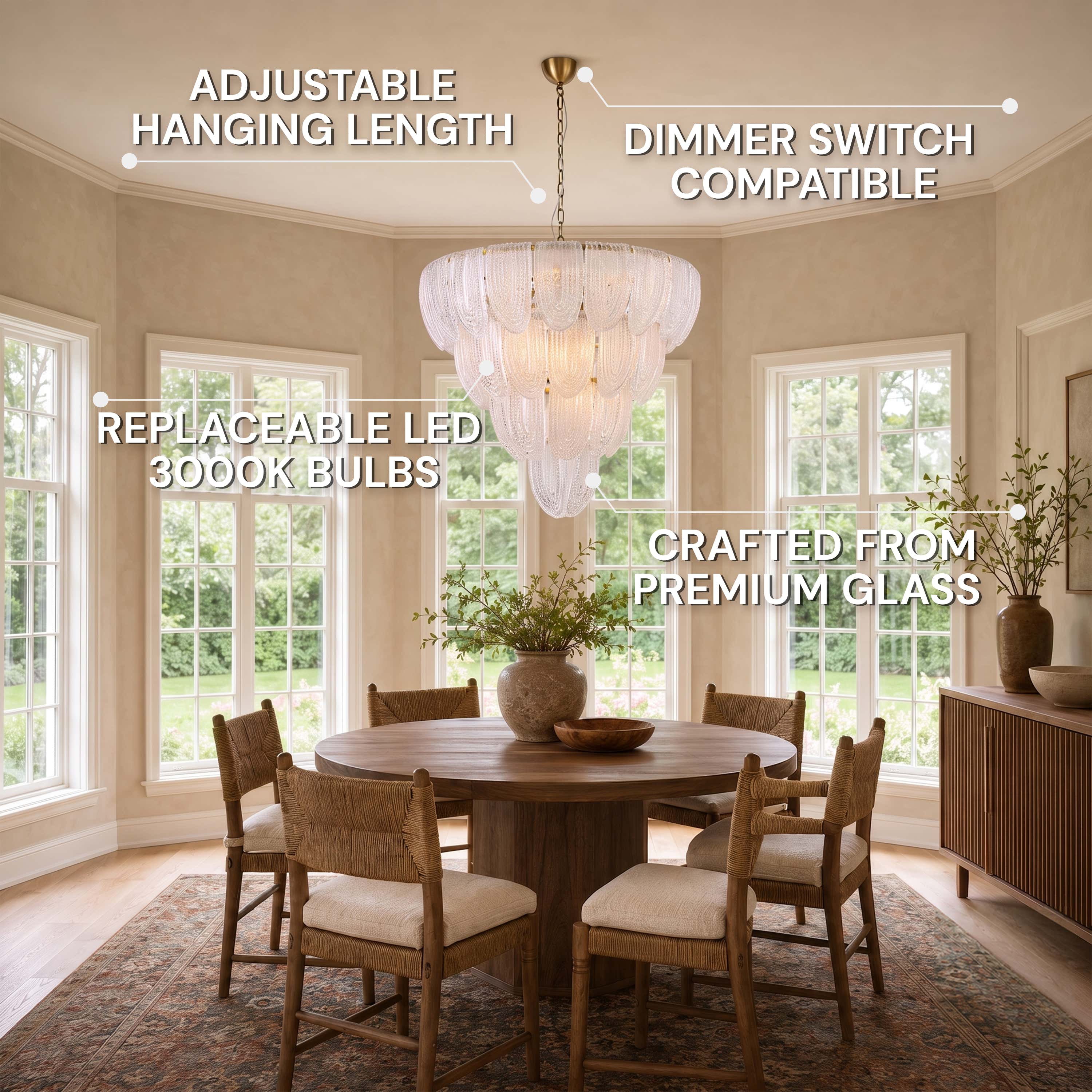 Veloura Textured Glass Loop Cascade Chandelier 25.2"W