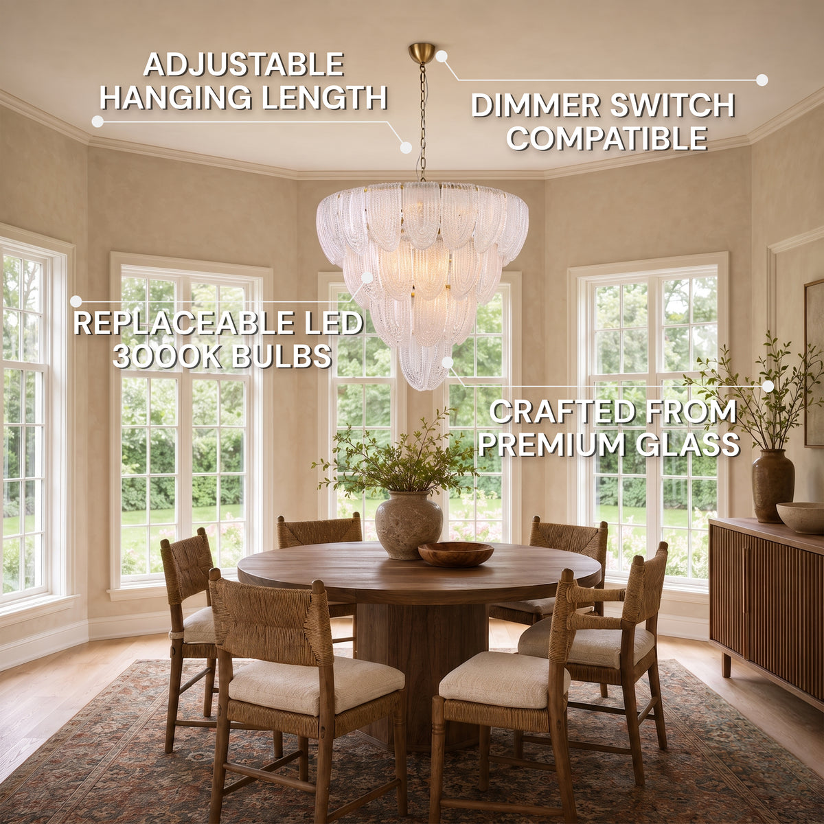 Veloura Textured Glass Loop Cascade Chandelier 25.2"W