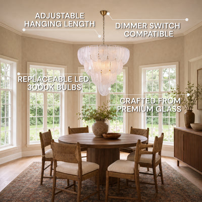 Veloura Textured Glass Loop Cascade Chandelier 25.2"W