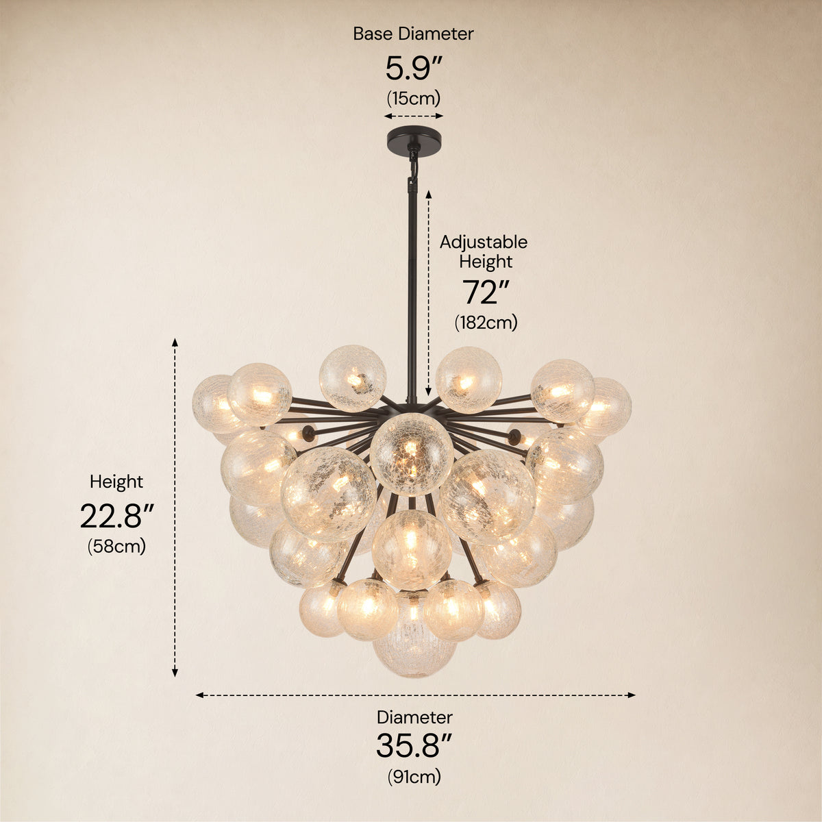 Elowen Glass Globe Cluster Chandelier 35.8"D 